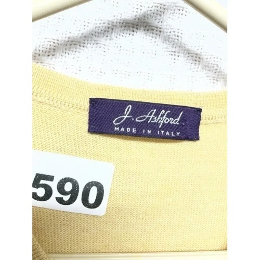 NWOT J. Ashford Wool Mark Yellow V-Neck Sweater Vest Men XL Italy 100% Wool